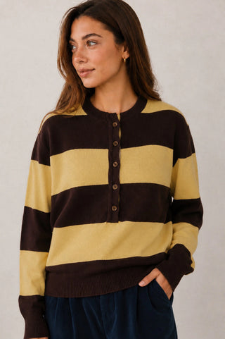 Sweater DUBLIN - Chocolate con Amarillo