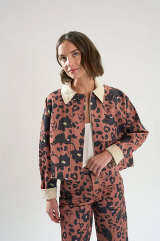 Chaqueta Frida Monkey Print Moca