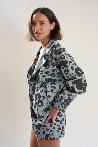 Bomber Frida Monkey Print Plomo