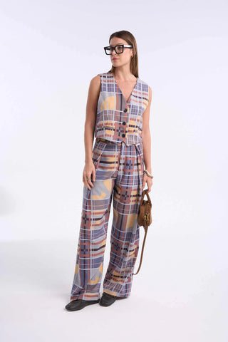 Pantalón Paris Tartán Celeste