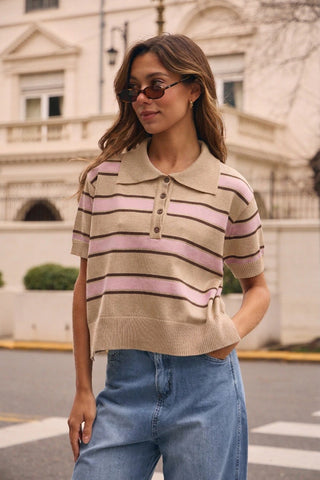 Chomba PILAR - Beige y Rosa