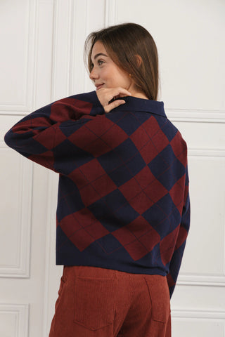 Sweater Greg Azul y Bordo