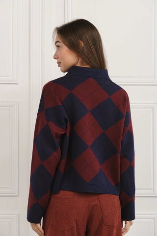 Sweater Greg Azul y Bordo