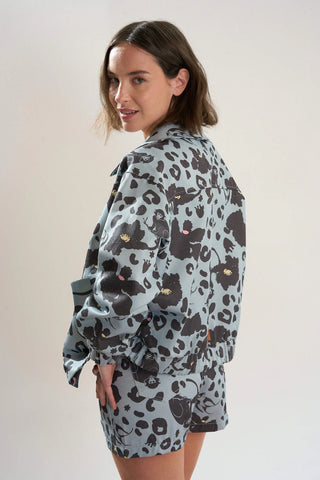 Bomber Frida Monkey Print Plomo