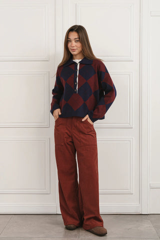 Sweater Greg Azul y Bordo