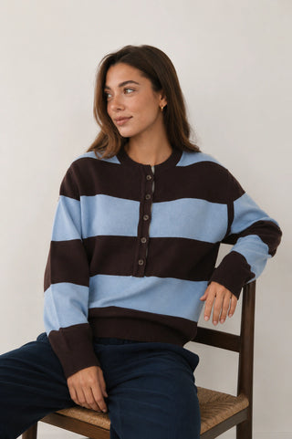 Sweater DUBLIN - Chocolate con Celeste