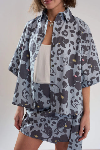 Falda Cancún Monkey Print Plomo