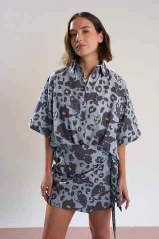 Falda Cancún Monkey Print Plomo