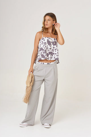 Top Carmen Monkey Print Peach