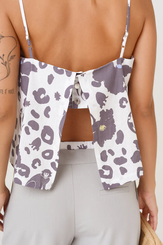 Top Carmen Monkey Print Peach