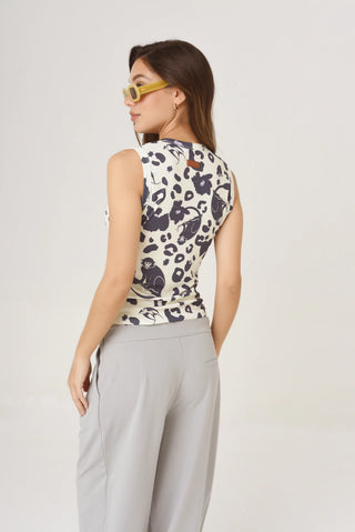 Musculosa Paz Monkey Print Natural