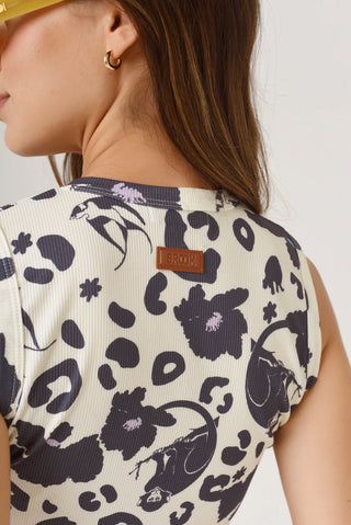 Musculosa Paz Monkey Print Natural