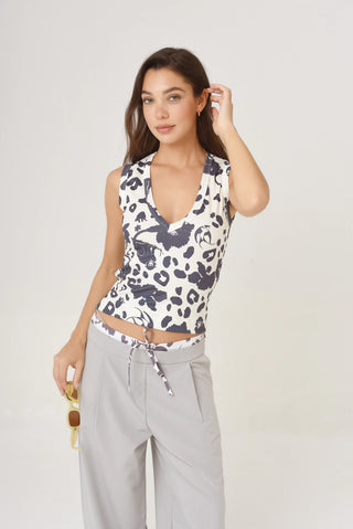 Musculosa Paz Monkey Print Natural