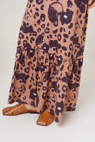 Vestido Frida Monkey Print Moca