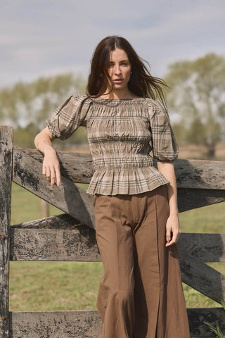 Remera ISABEL Manga Globo Camel