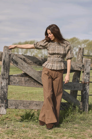Remera ISABEL Manga Globo Camel