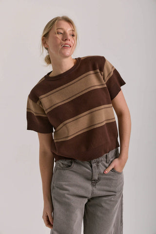 6358 - Remera Cayetana Algodón - choco y celeste
