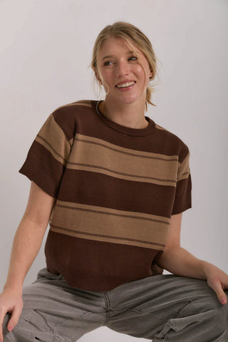 6358 - Remera Cayetana Algodón - camel y crudo