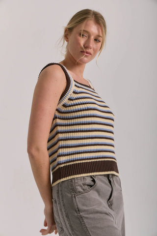 Musculosa Milena - Chocolate/Celeste